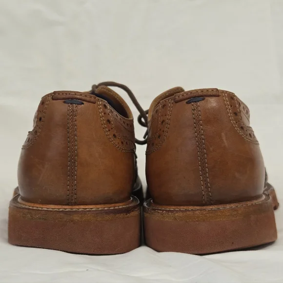 Brunello Cucinelli Cognac Leather Wing Tip Derby Oxfords 42 - Picture 8 of 16